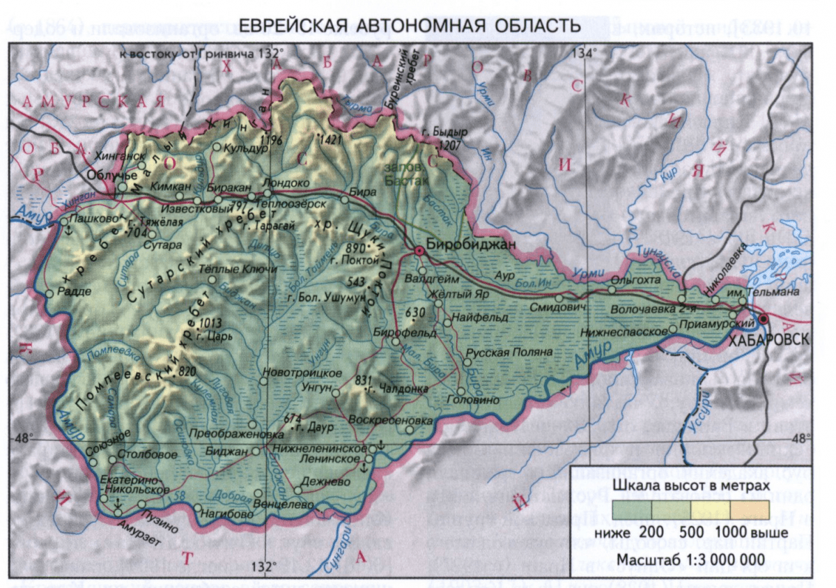 Карта россии еврейская автономная область